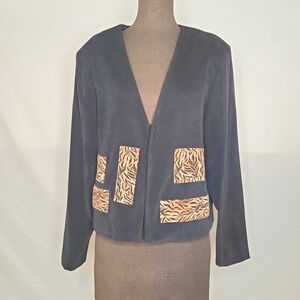 Vintage Blazer with Animal Print Accents - Zebra print Size 14